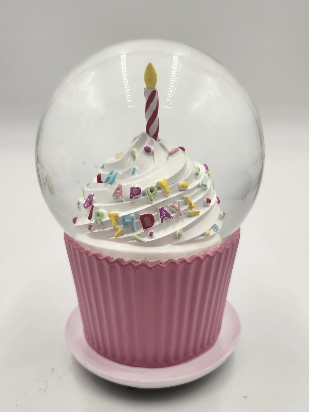Pink Cupcake Snow Globe Birthday Decoration